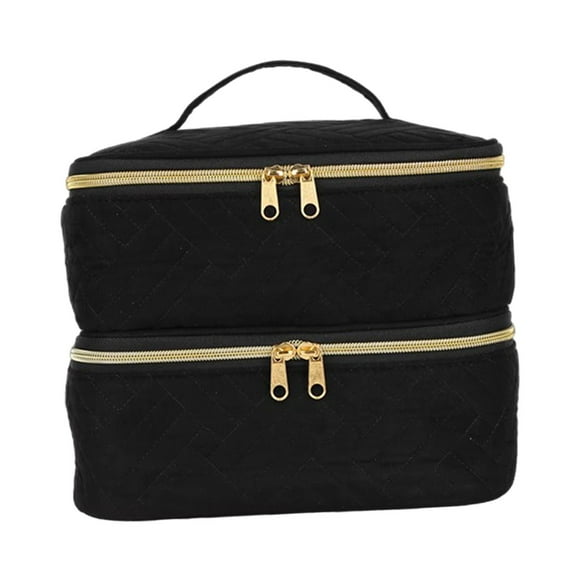 2 Tier Nail Polish Storage and Nail Dryer Case, Gel Nail Polish Organizers and Storage Box for Nail Lamp Black