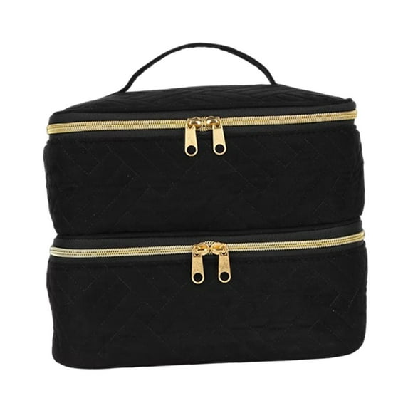 2 Tier Nail Polish Storage and Nail Dryer Case, Gel Nail Polish Organizers and Storage Box for Nail Lamp Black