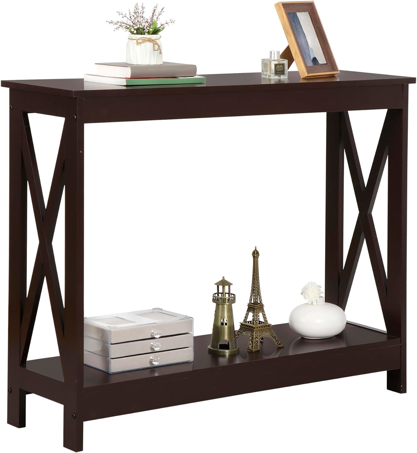 2-Tier Narrow Console Sofa Side Table Wall Table for Hallway Foyer ...
