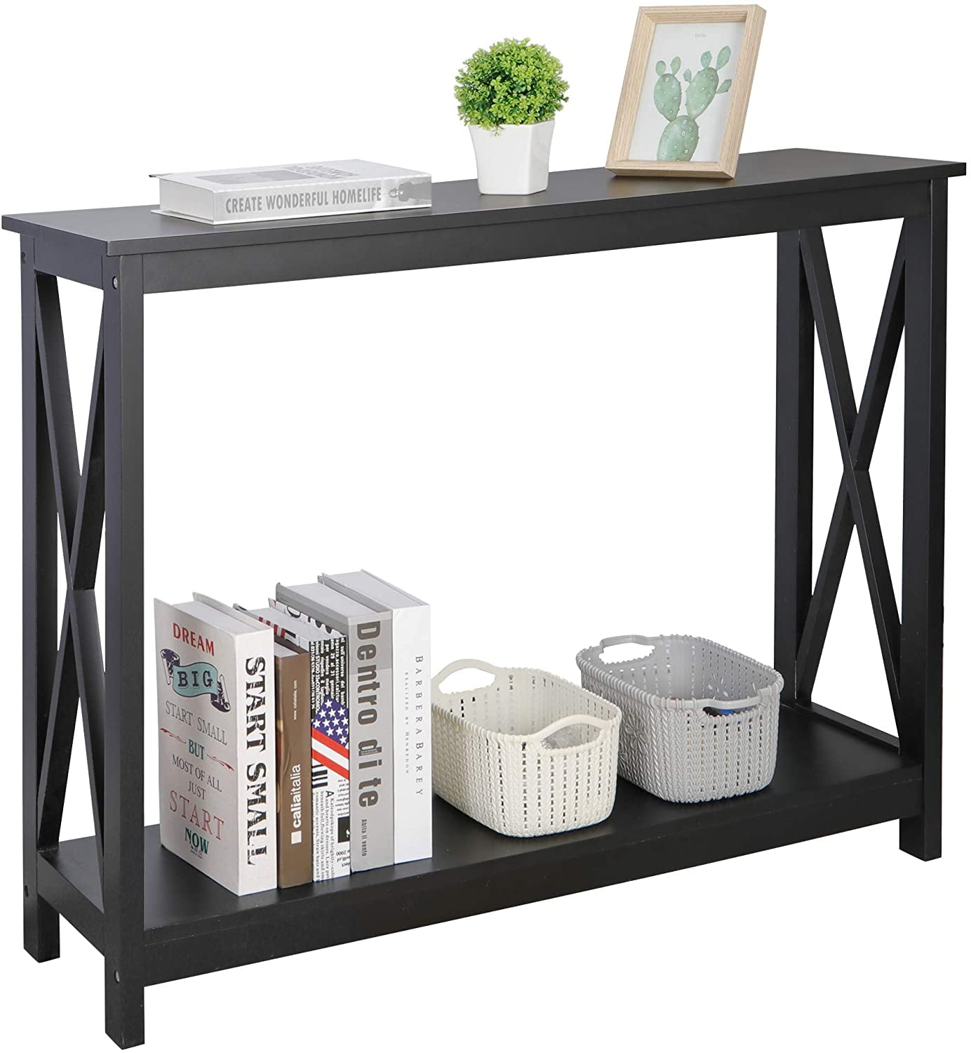 2-Tier Narrow Console Sofa Side Table for Entryway/Hallway/Living Room ...