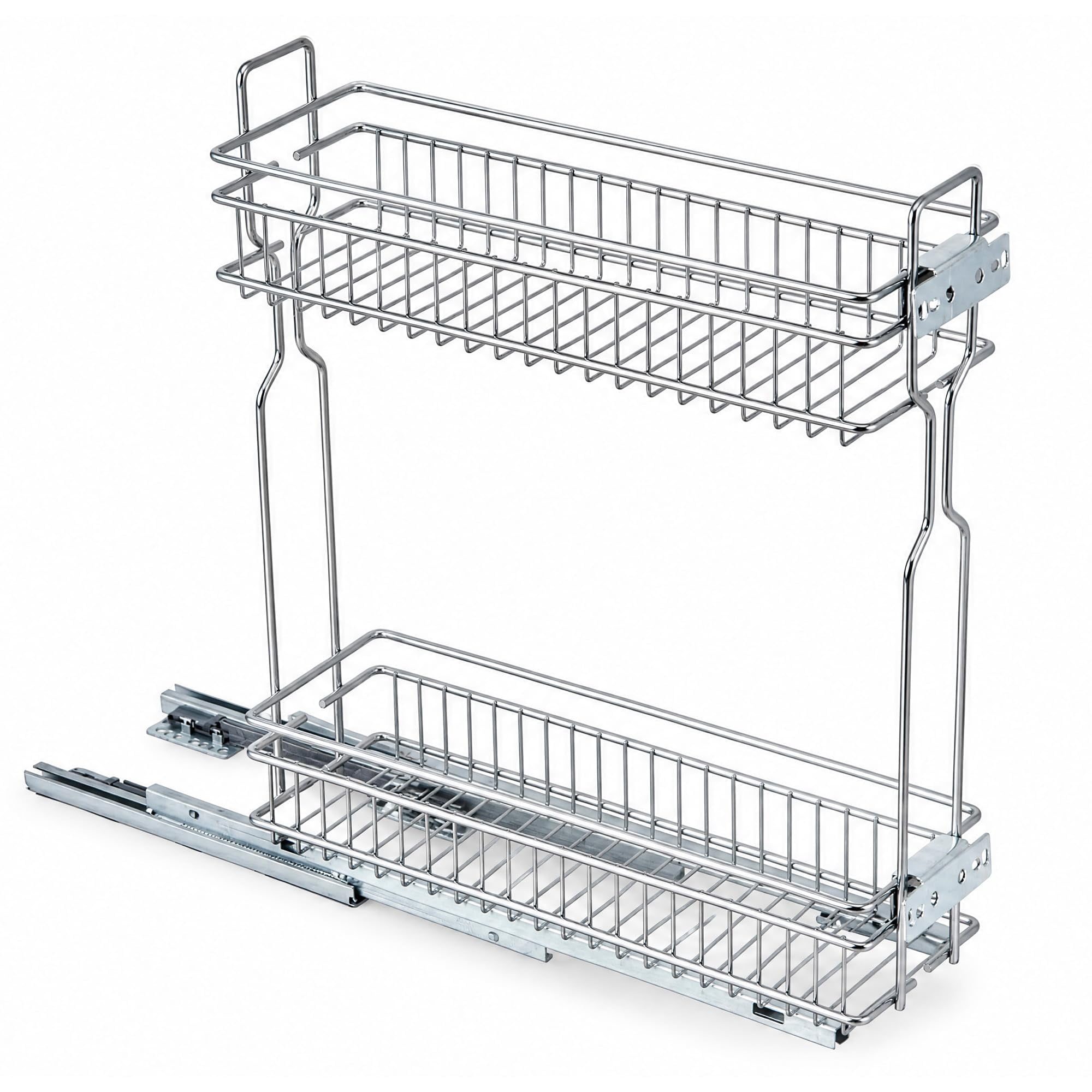 2-Tier Narrow Pull-Out Cabinet Organizer Spice Rack - Slide-Out Chrome ...