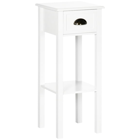 2-Tier Narrow Side Table | Store Photos and Plants in Bedroom | Stable MDF Table with Anti-toppling | Elevated Base Prevents Water Damage