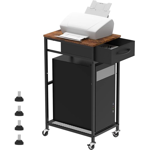 2Tier Office Home PC Tower Stand Mobile Printer Desk Cart Brown