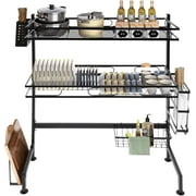2-Tier Over The Sink Dish Drying Rack, Kitchen Rack Over The Sink, Metal Steel Dish Drying Racks, Suitable for Most Sinks