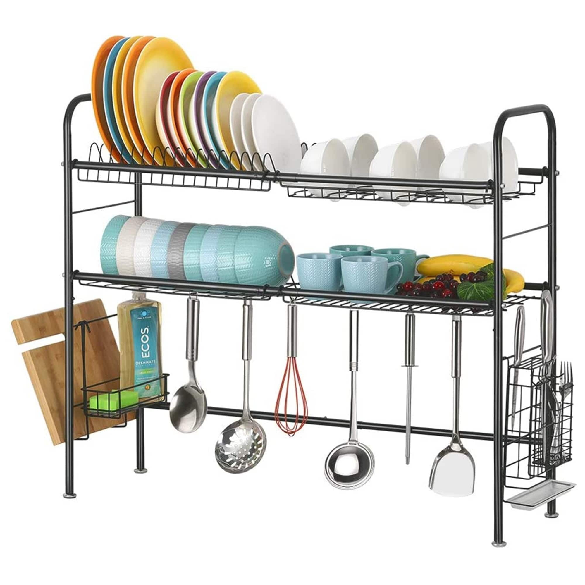 Black Stainless Steel 2-Tier Over Sink Dish Drying Rack
