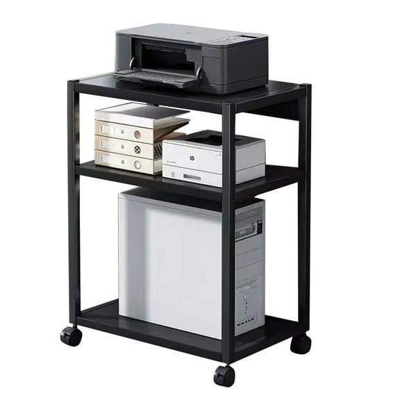 2-Tier PC Tower Stand For Floor, Metal CPU Holder With 4 360° Rotating Casters,Height Adjustable,Mobile Computer Cart With Storage For Home Office