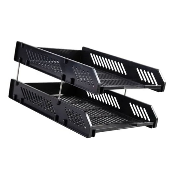 2 Tier Paper Tray Organizers Large Capacity Hollow Desktop File Organizers Stackable Letter Tray Office Desktop Organizer A4 Paper Sorter Mesh File Paper for Home School Office
