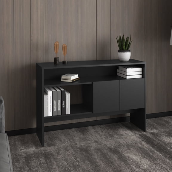 2-Tier Particle Board Console | Open Shelves for Display in Living Areas