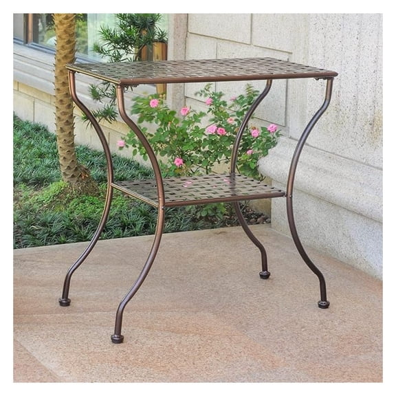 2-Tier Patio Side Table in Hammered Bronze