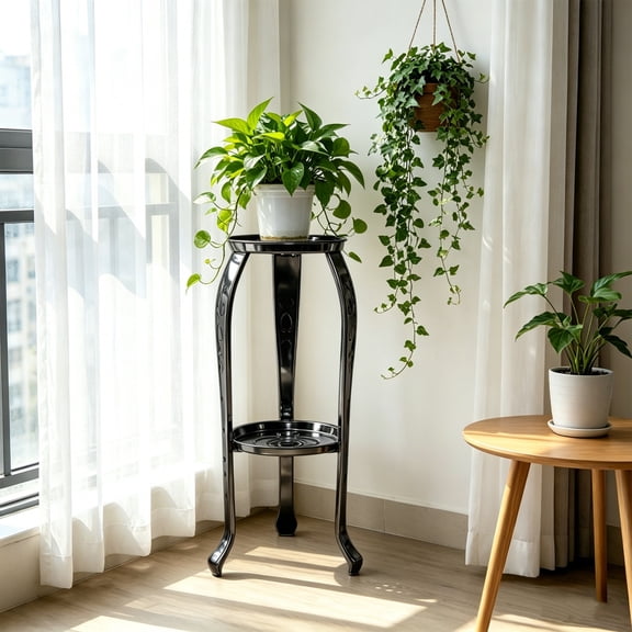 2 Tier Plant Stand Indoor Outdoor Metal Plant Shelf Flower Pot Holder Multi Level Plant Display Rack For Balcony Patio Garden Living Room Home Decor Organizer