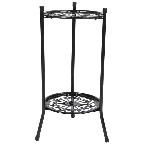 2 Tier Plant Stand Indoor Tall, Corner Tiered Round Plant Stand for Indoor Multiple Plants, Metal Flower Pot Stands Outdoor Holders Plant Shelf for Balcony Living Room Garden Patio (Black)