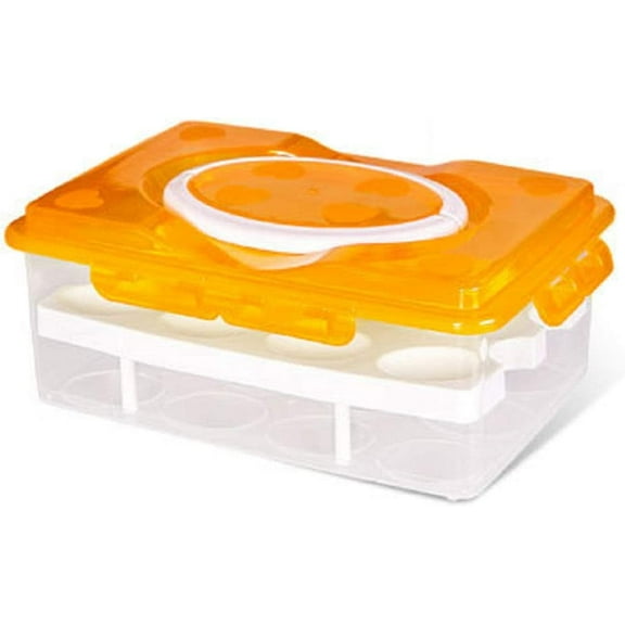2 Tier Plastic Egg Container Holder,Clear Deviled Egg Tray with Lid Egg Carrier Box Holder for Refrigerator Freezer Storage