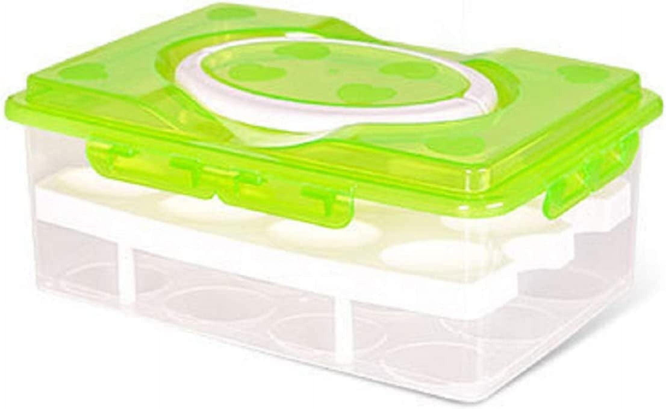 2 Tier Plastic Egg Container Holder,Clear Deviled Egg Tray with Lid Egg Carrier Box Holder for Refrigerator Freezer Storage