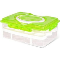 2 Tier Plastic Egg Container Holder,Clear Deviled Egg Tray with Lid Egg Carrier Box Holder for Refrigerator Freezer Storage