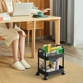 thumbnail image 1 of 2-Tier Plastic Rolling Utility Cart with Handle, Storage Organizer Rack, Multi-Functional Storage Trolley for Office, Living Room, Kitchen, Movable Storage Organizer with Wheels, 1 of 7