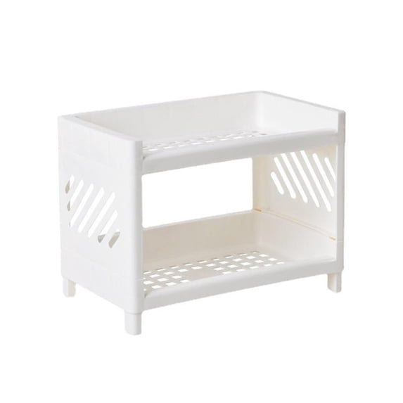 2-Tier Plastic Storage Shelf – Desktop Double Layer Organizing Rack for Student Desk,Cosmetics,Stationery,Bathroom,Kitchen Countertop,9.4 x 5.9 x 7 Inches