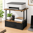 Purpose Icon Draw 2-Tier Printer Stand with Fabric Storage Drawer, Rustic Brown, Multi ...