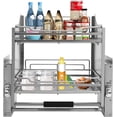 thumbnail image 2 of CNCEST Pull Down Cabinet Organizer – 2-Tier L-Shaped Wall Mount Shelf (Grey, Iron/Hardware) 2 of 6