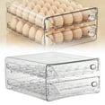 thumbnail image 1 of 2 Tier Pull-Out Clear Egg Holder for Fridge, Large Egg Storage Container Organizer Bin for Refrigerator Holds 60 Eggs, Stackable Fridge Draw Organizer for Fridge Shelf, Kitchen Countertop, Pantry, 1 of 9