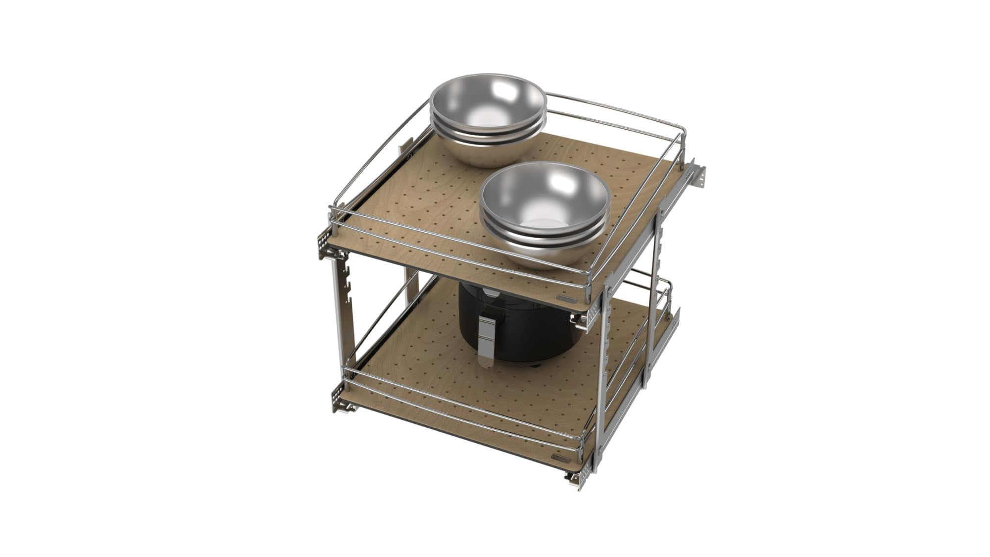 2 Tier Pull Out Kitchen Cabinet Storage Organizer with Solid Bottom ...