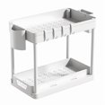 thumbnail image 1 of 2-Tier Pull-Out Kitchen Organizer Set - Under Sink Storage Rack for Spices, Dishes & Utensils, Durable Plastic with Paint Finish, 1 of 14