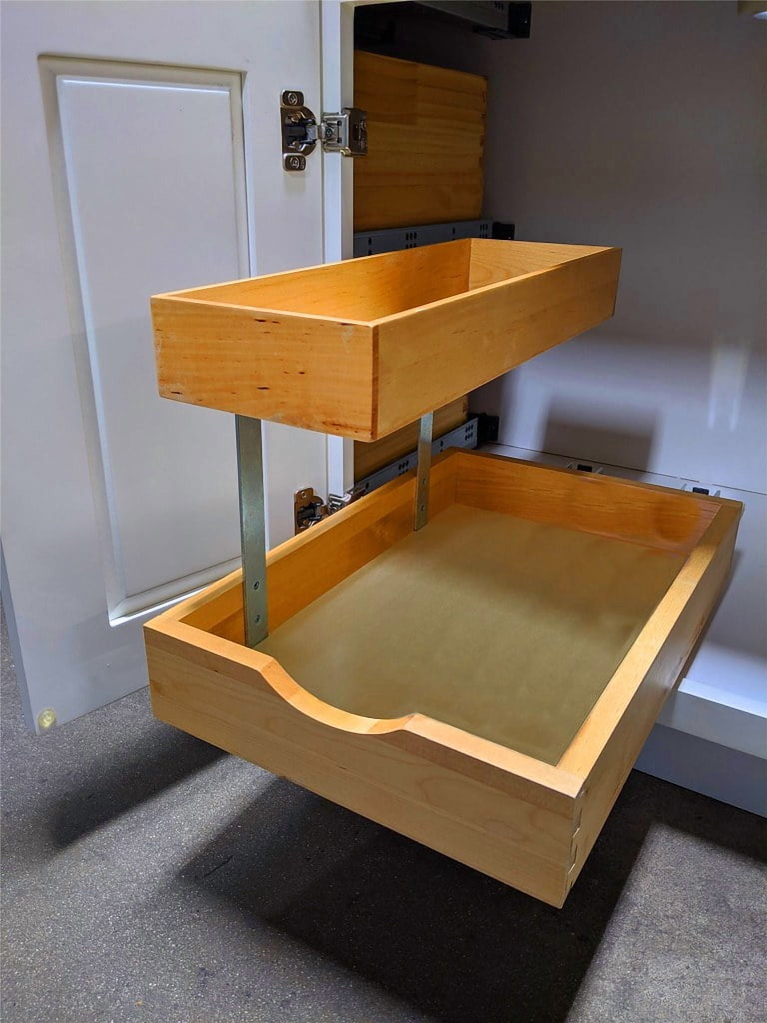 2 Tier Pull Out Organizer Shelf Sliding Drawer Storage for Kitchen Bathroom Storage Cabinet Under Sink Slide Out Shelf