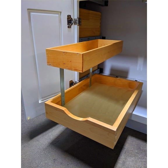 2 Tier Pull Out Organizer Shelf Sliding Drawer Storage for Kitchen Bathroom Storage Cabinet Under Sink Slide Out Shelf