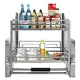 thumbnail image 1 of 2 Tier Pull Down Shelf Cabinet Organizer, Adjustable Heavy Upper Kitchen Cabinet Storage Pull Down Shelf Spice Rack Organizer for Kitchens, Restaurants, Hotels, Apartments, Dark Grey, 1 of 22