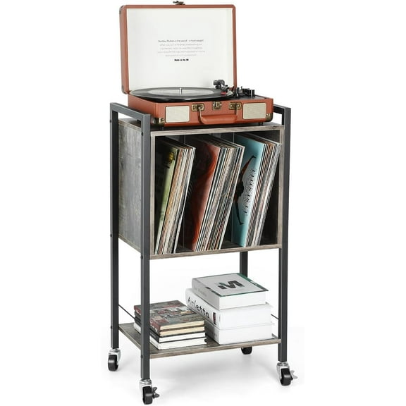 2-Tier Record Player Stand with Storage