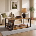 thumbnail image 1 of 2 Tier Rectangle Coffee Table with Storage Shelf and Compartment, Industrial Accent Table for Living Room,Natural, 1 of 8