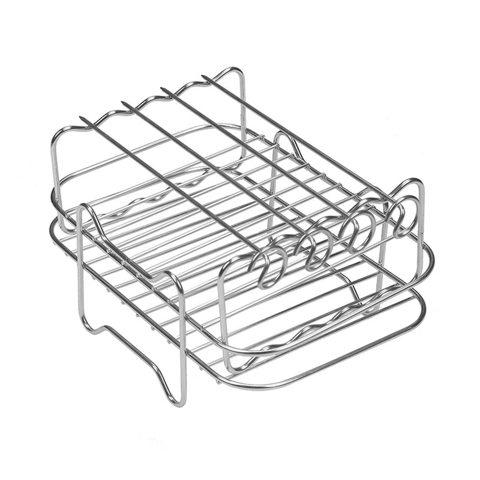 2-Tier Rectangular Stainless Steel Skewer & Air Fryer Rack, Removable ...