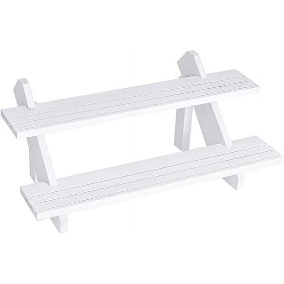 2-Tier Retail Earring Display Riser White Earring Ring Holder Detachable Wood Retail Jewelry Card Display Stand with Groove DIY
