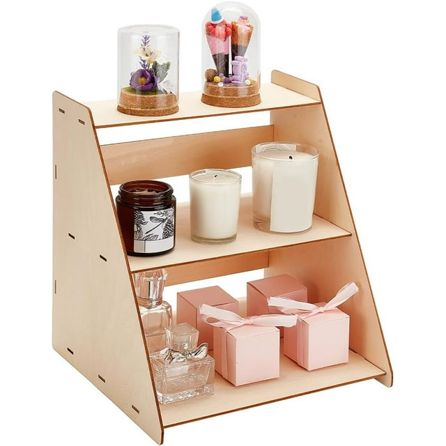 2-Tier Retail Table Display Stand Detachable Wooden Display Shelf Portable Retail Wooden Display Riser for Retail Table Top Counter Top Craft Shows Farmers Market Burlywood DIY