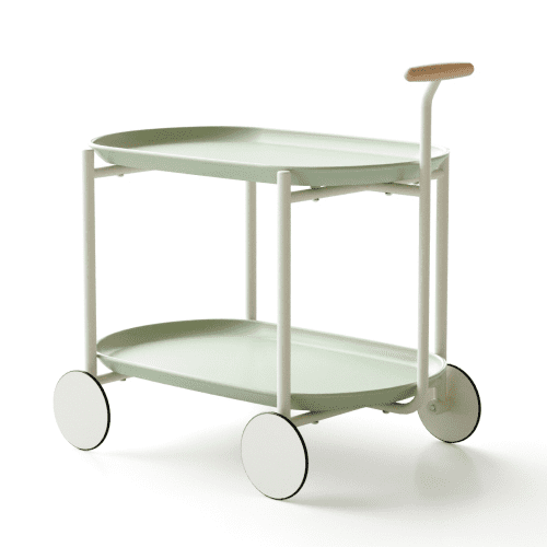 2-Tier Rolling Cart with Handle,Utility Bar Cart Serving Cart with Wheels Snack Cart, Storage Organizer Cart Sofa Side Table for Home Kitchen Car (Green)