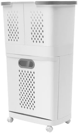 2-Tier Rolling Laundry Basket with Detachable Hampers, Space-Saving ...