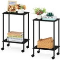 thumbnail image 1 of 2-Tier Rolling Side End Table, Black Set of 2, 1 of 7