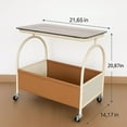 thumbnail image 1 of 2-Tier Rolling Side Table with Glass Top Storage Basket Mobile End Table for Living Room Bedroom Kitchen Balcony Brown White, 1 of 8