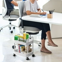 2 Tier Rolling Storage Cart with Wheels Multi Room Plastic Organizer for Kitchen Living Room Office and Bathroom with Drainage Basket and Stylish Design White