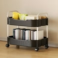 thumbnail image 1 of 2-Tier Rolling Storage Cart with Armrests Mobile Kitchen Bathroom Organizer Utility Cart 1-Pack, 1 of 6