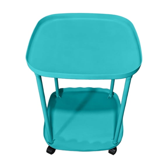 2‑Tier Rolling Storage Cart with Wheels,Raised Edge Trays Easy Assembly Open‑Layer Design for Office Bathroom Living Room Kitchen,Blue
