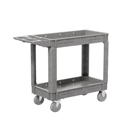 2-Tier Rolling Tool Cart,Heavy-Duty Plastic Service Cart with Lipped Shelves,550 lbs Capacity Utility Cart,34 x 17 Inch Rolling Work Carts for Garage,Salon,Kitchen,Office-Gray