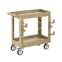 2 Tier Rolling Tool Cart with Wheels, Industrial Commercial/ Service Tool Cart, PP
