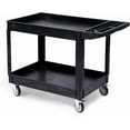 thumbnail image 1 of 2 Tier Rolling Utility Cart, Heavy Duty Service Cart with Storage Handle, 360° Wheels, 550 Lbs Capacity, Plastic ToolCart Detailing Cart for Warehouse, Garage, Workshop, 40.5x17.7 in, 1 of 9