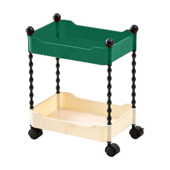 2-Tier Rolling Utility Cart, Multifunctional Mobile Storage Organizer with Lockable Wheels for Kitchen, Bathroom, Bedroom, Living Room