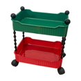 thumbnail image 1 of 2-Tier Rolling Utility Cart, Multifunctional Mobile Storage Organizer with Lockable Wheels for Kitchen, Bathroom, Bedroom, Living Room, 1 of 6