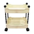 thumbnail image 1 of 2-Tier Rolling Utility Cart, Multifunctional Mobile Storage Organizer with Lockable Wheels for Kitchen, Bathroom, Bedroom, Living Room, 1 of 6
