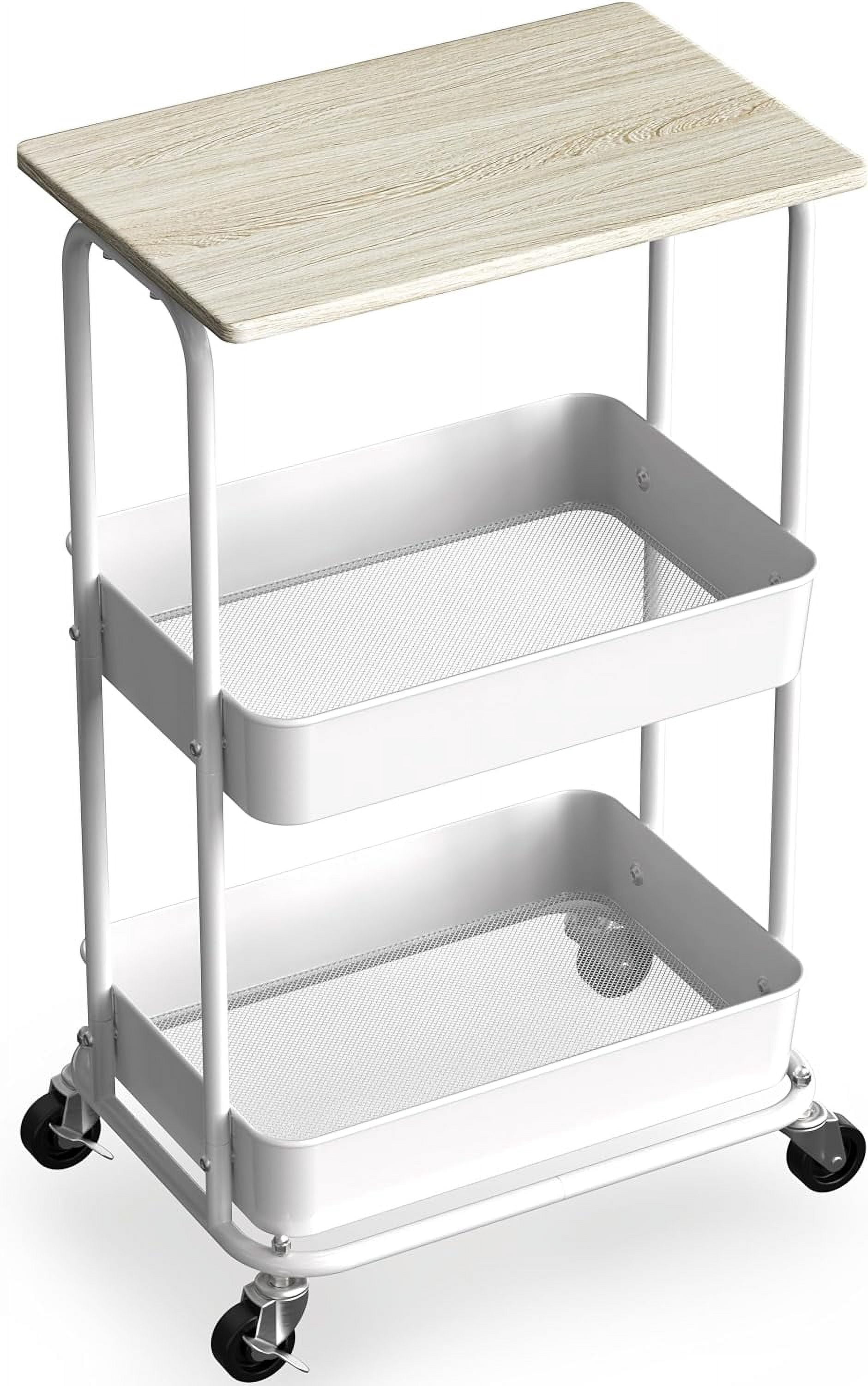 2-Tier Rolling Utility Cart with Top Board, Rustic Brown - Walmart.com