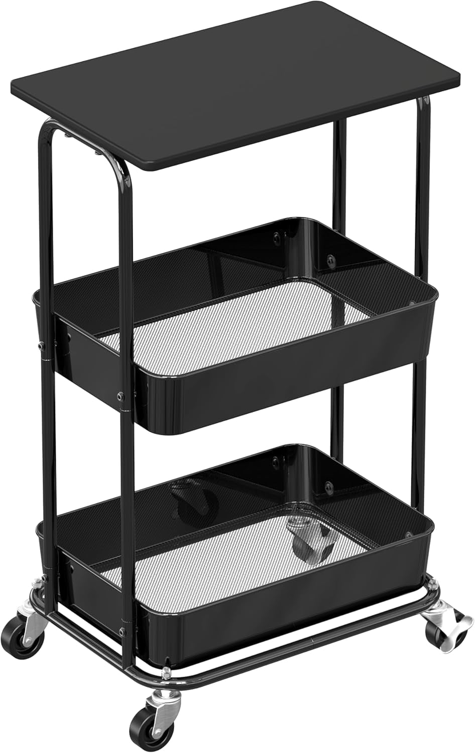 2-Tier Rolling Utility Cart with Top Board, Rustic Brown - Walmart.com