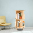thumbnail image 1 of 2 Tier Rotating Bookshelf Pine Wood 360° Revolving Bookcase Floor Standing Rack, 1 of 19