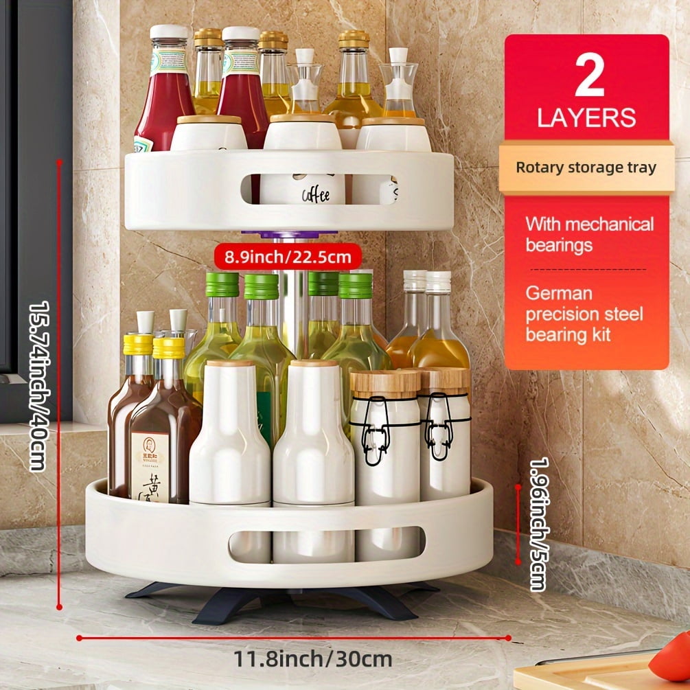 2-Tier Rotating Spice Rack Organizer – Space-Saving Corner Shelf for ...